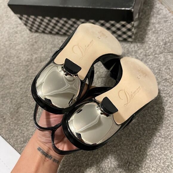 Delman z sling black patent shoes sandals - Picture 10 of 15